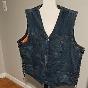 Milwaukee Denim Vest with Orange Liner
